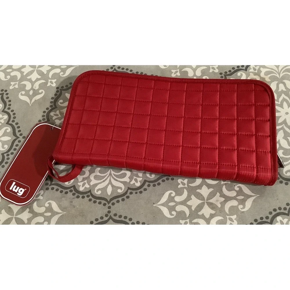 LUG Red  Tandem Quilted  Tango Zip Around Wallet Travel Passport Doc Holder